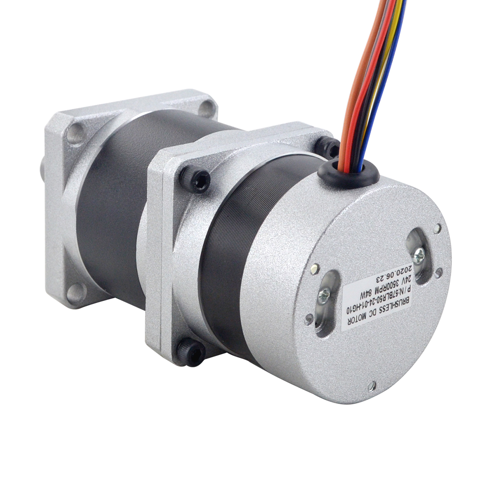 Geared Brushless DC Motor 24V 84W 350RPM 10:1 3 Phase BLDC Gear Motor with  Gearbox