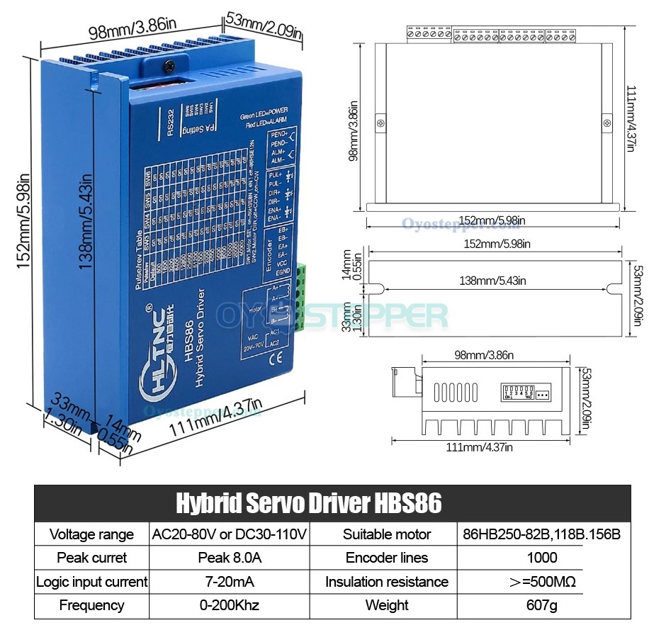 Buy 86HB250-156B-HBS86 Brake Nema34 Close Loop Stepper Motor 12N.m With ...